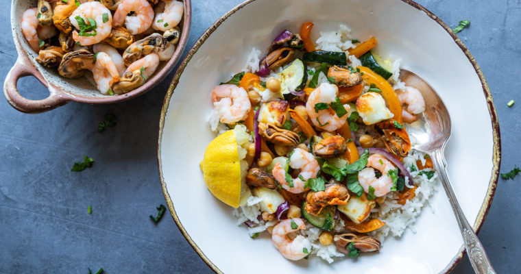 Warm Seafood Rice Salad