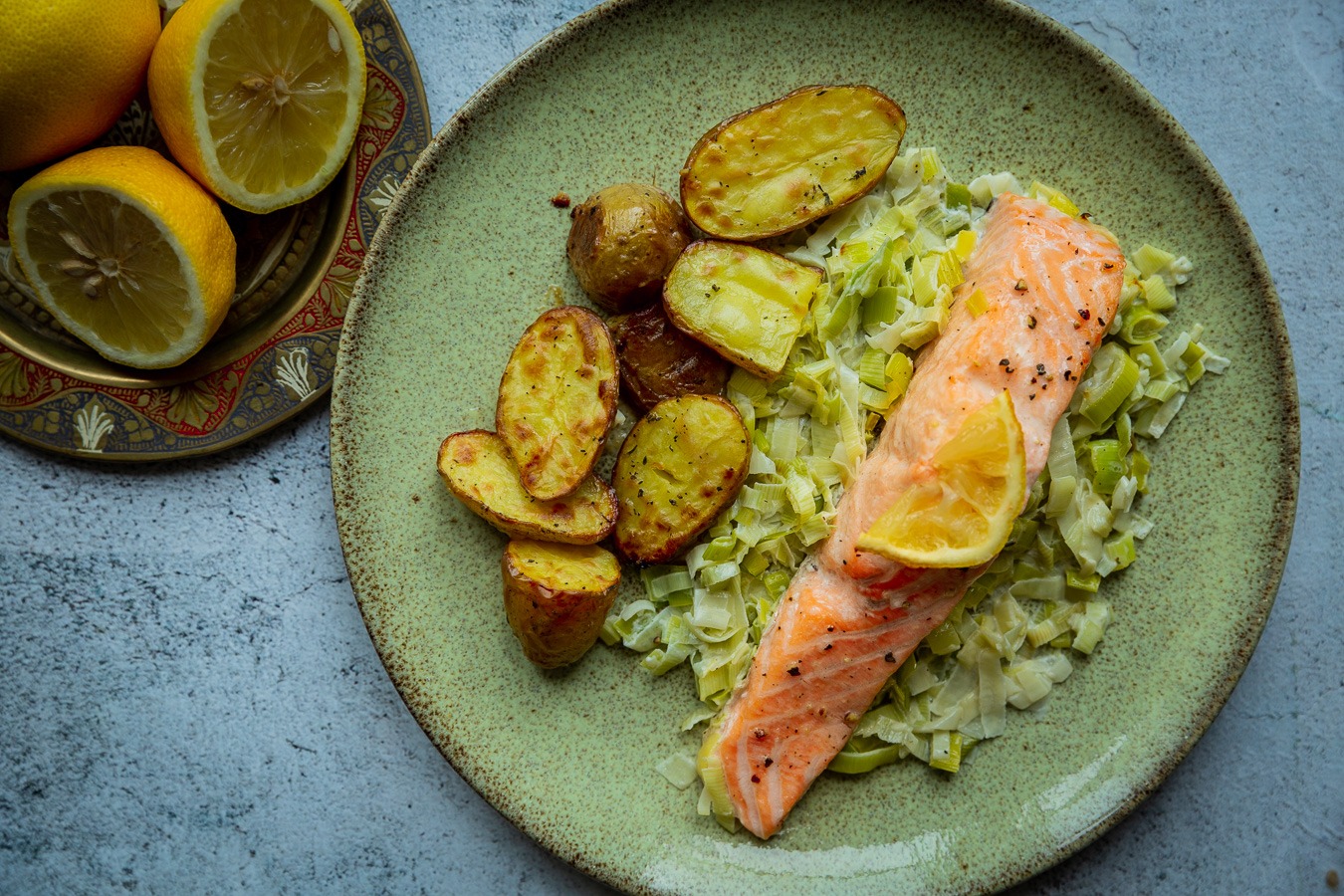 Creamy Leek & Salmon Traybake - Uncommonly Delicious
