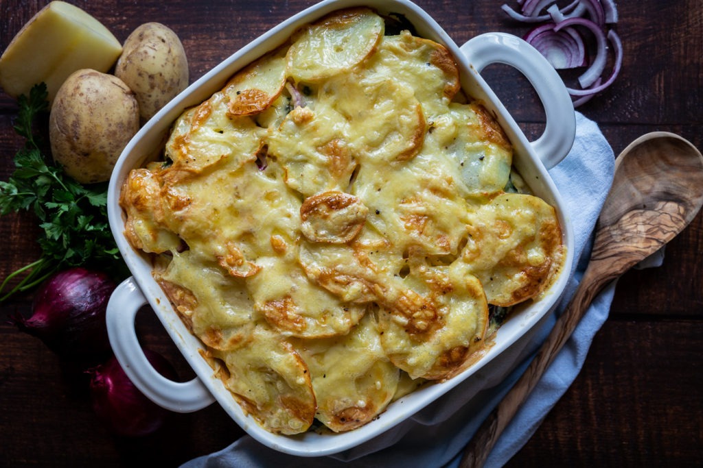 Potato Bake with Goat Cheese and Spinach