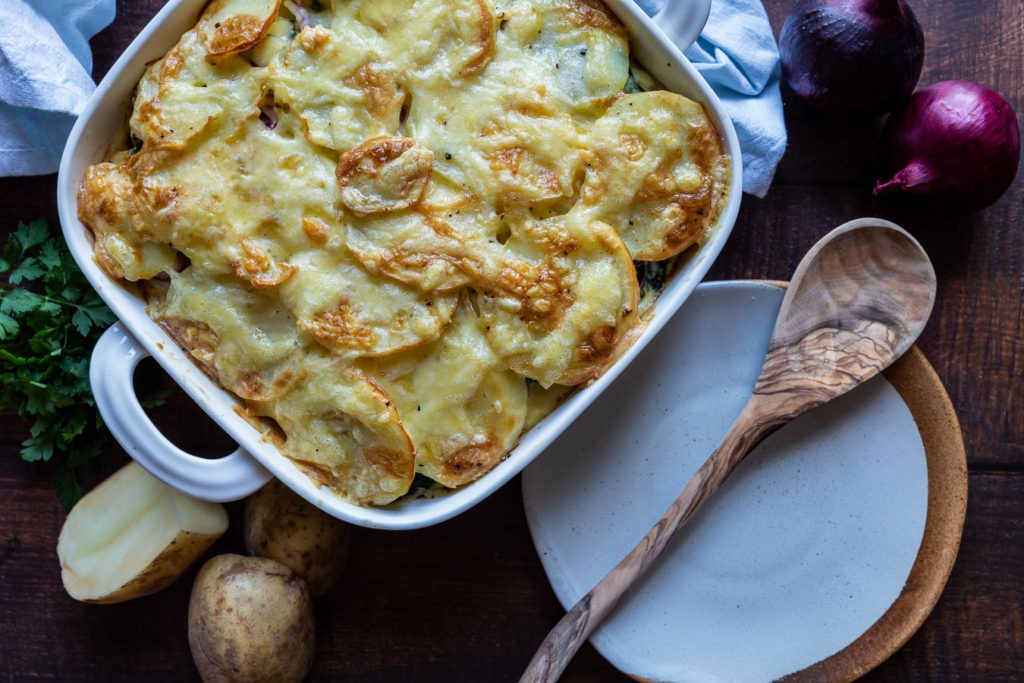 Potato Bake with Goat Cheese and Spinach