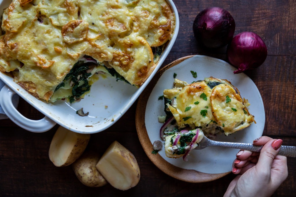 Potato Bake with Goat Cheese and Spinach