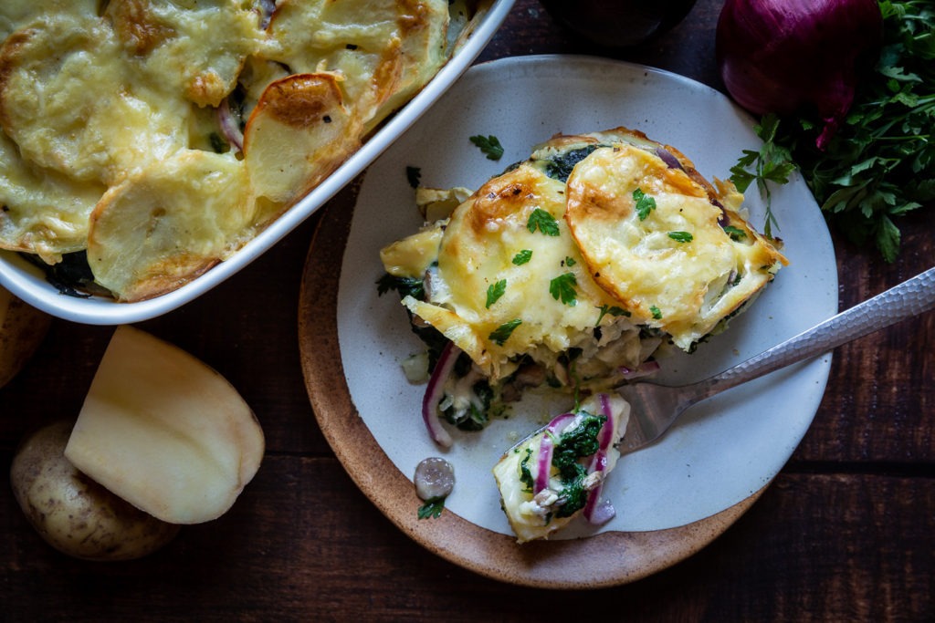 Potato Bake with Goat Cheese and Spinach