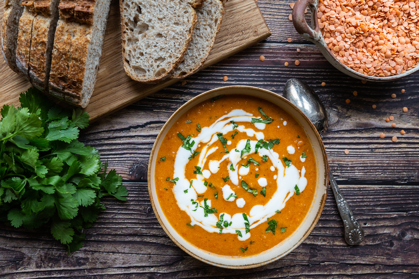 Red Lentil Cream Soup with Tahini