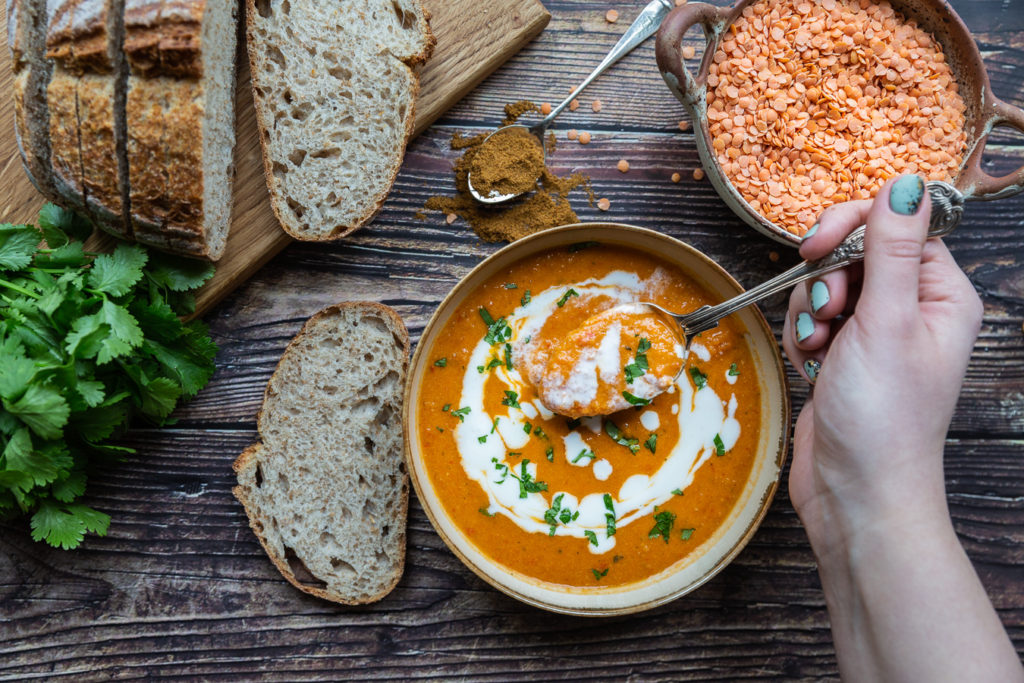 Red Lentil Cream Soup with Tahini