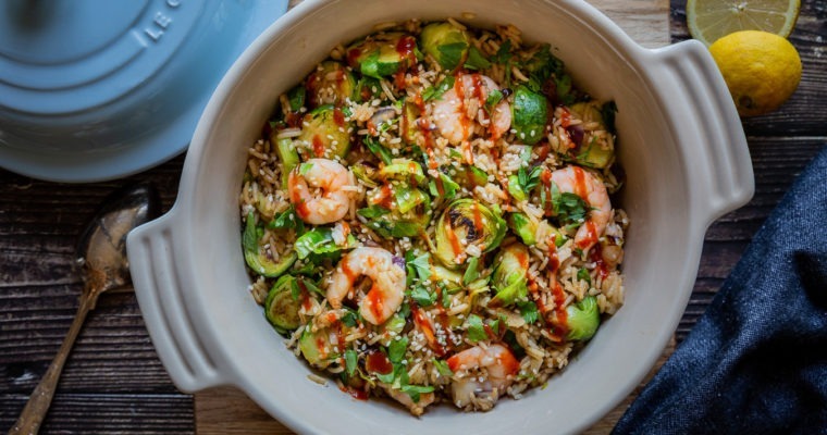 Brussels Sprouts and Prawns Rice