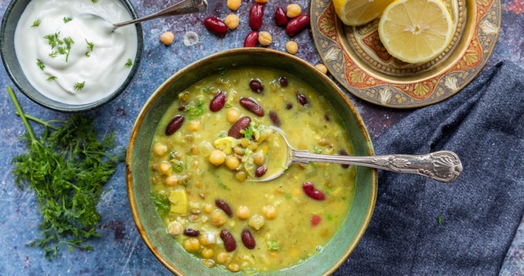 Middle Eastern Green Lentil Soup (With Chicken and Herbs)