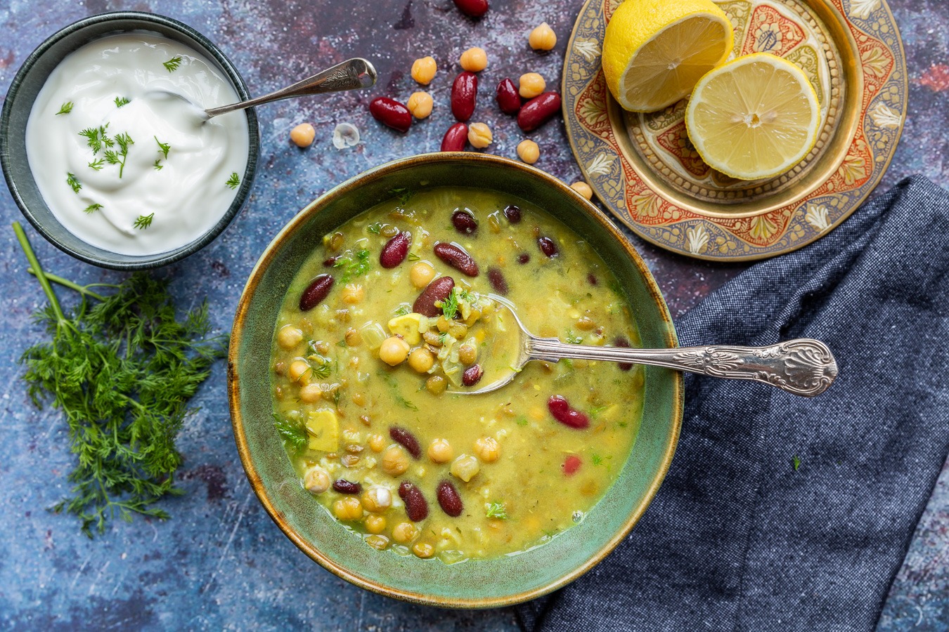 Middle Eastern Green Lentil Soup (With Chicken and Herbs)