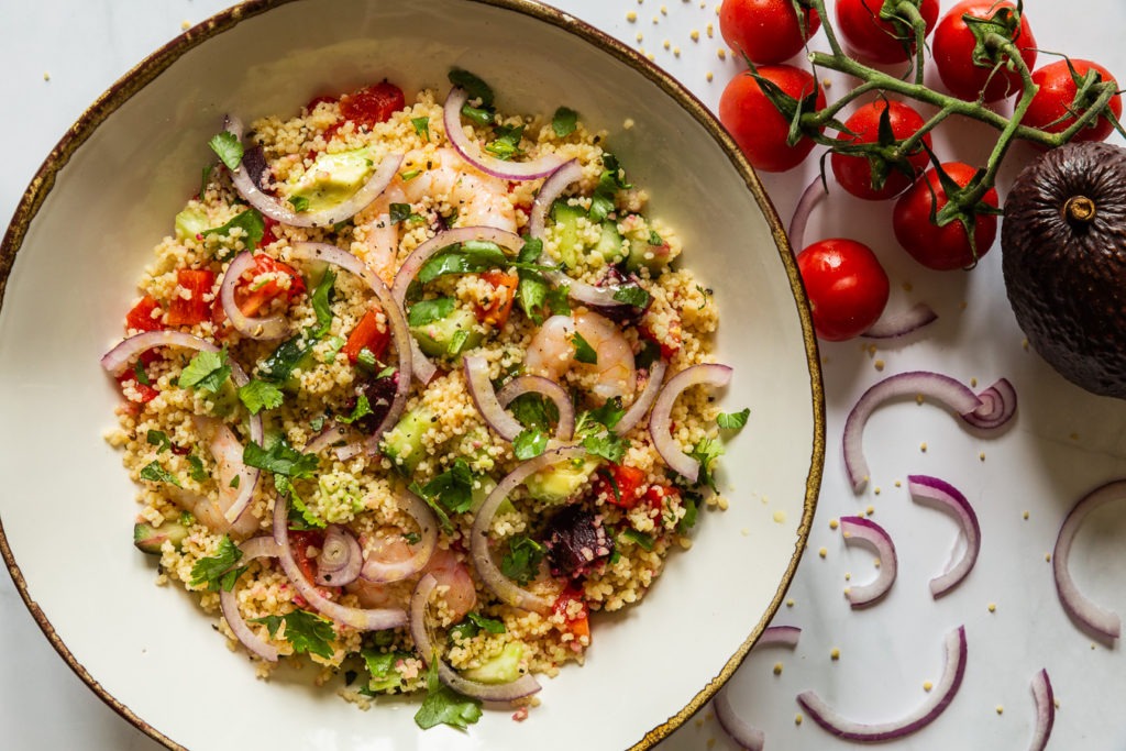 Spring Couscous Salad with Prawns