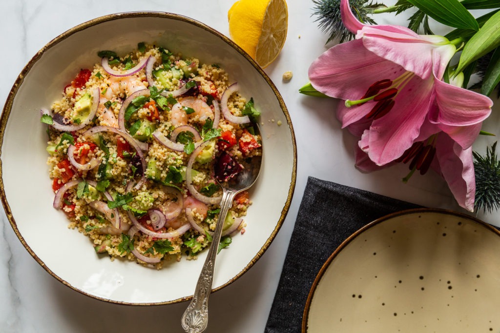 Spring Couscous Salad with Prawns