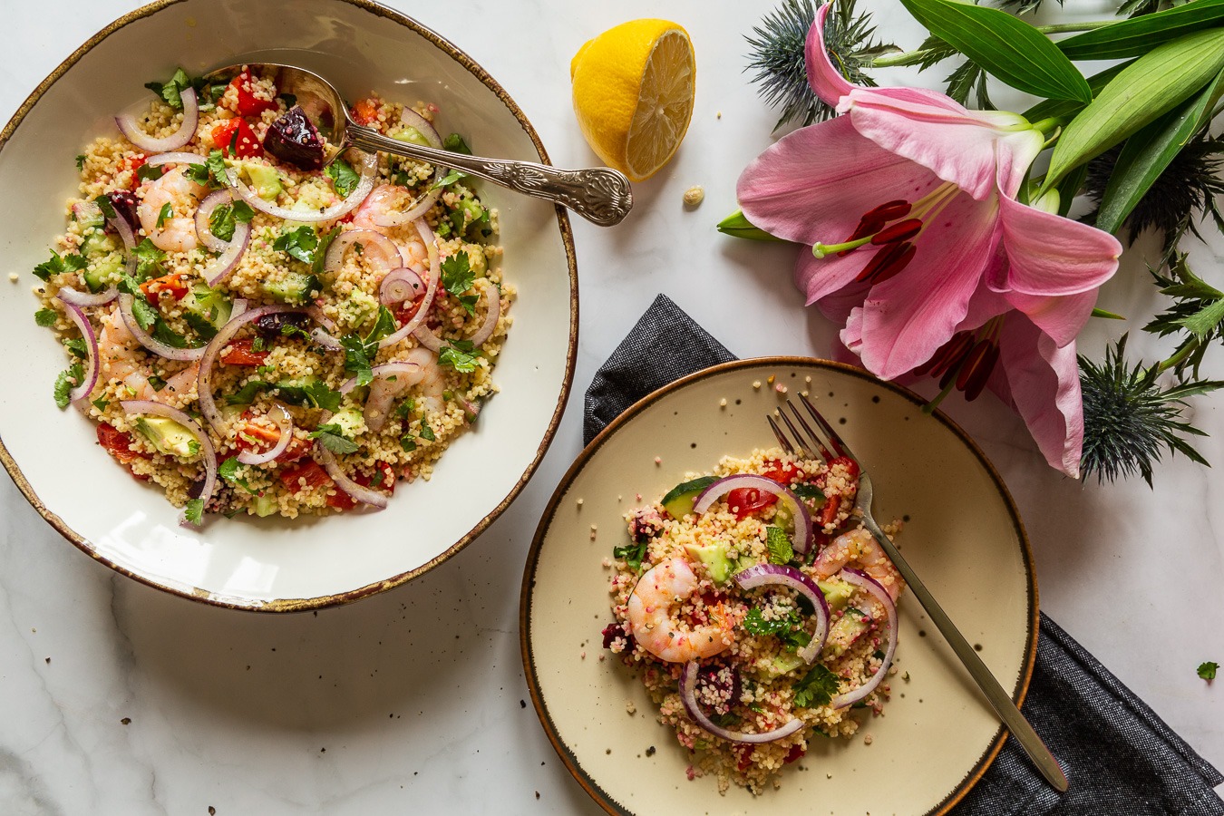 Spring Couscous Salad with Prawns