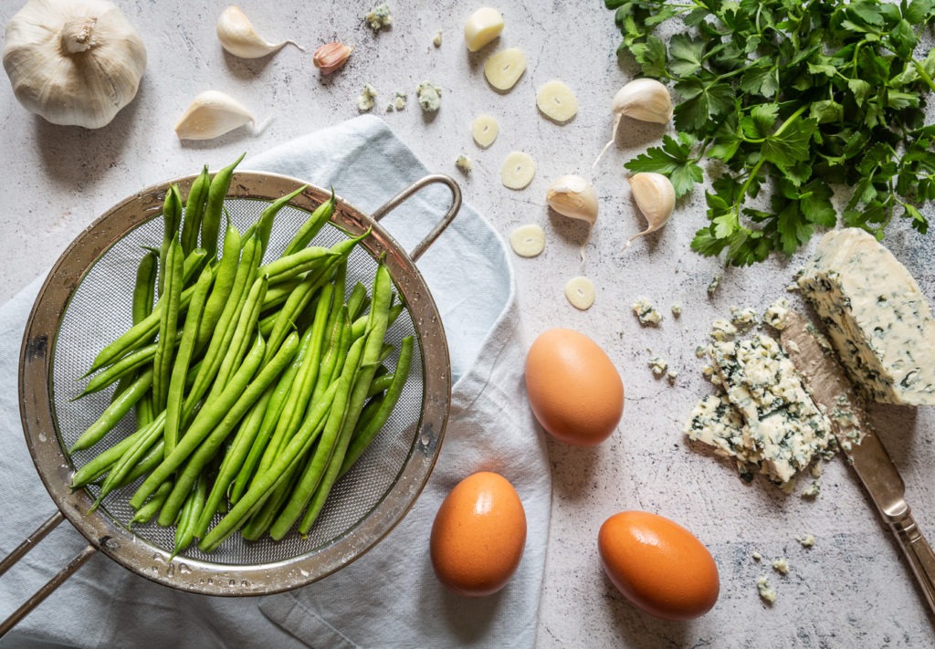 Green Beans with Eggs and Blue Cheese